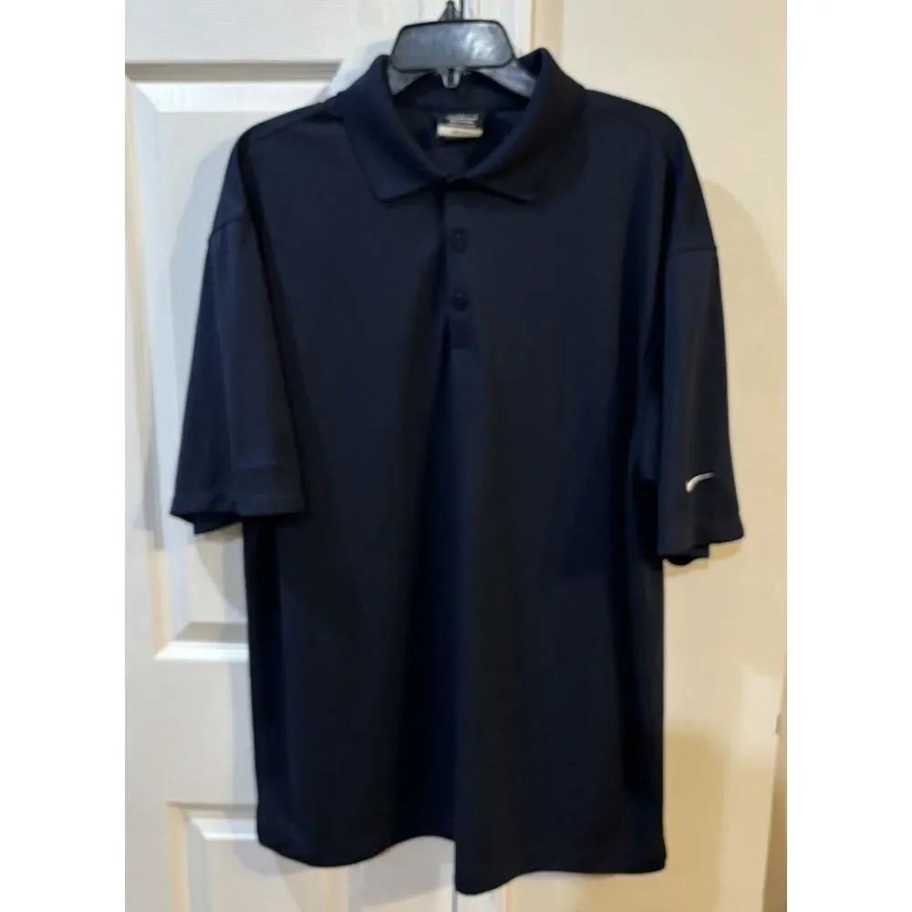 Nike Dr Fit Golf Polo Shirt Sz L Navy ** Logo On Arm See Picture***